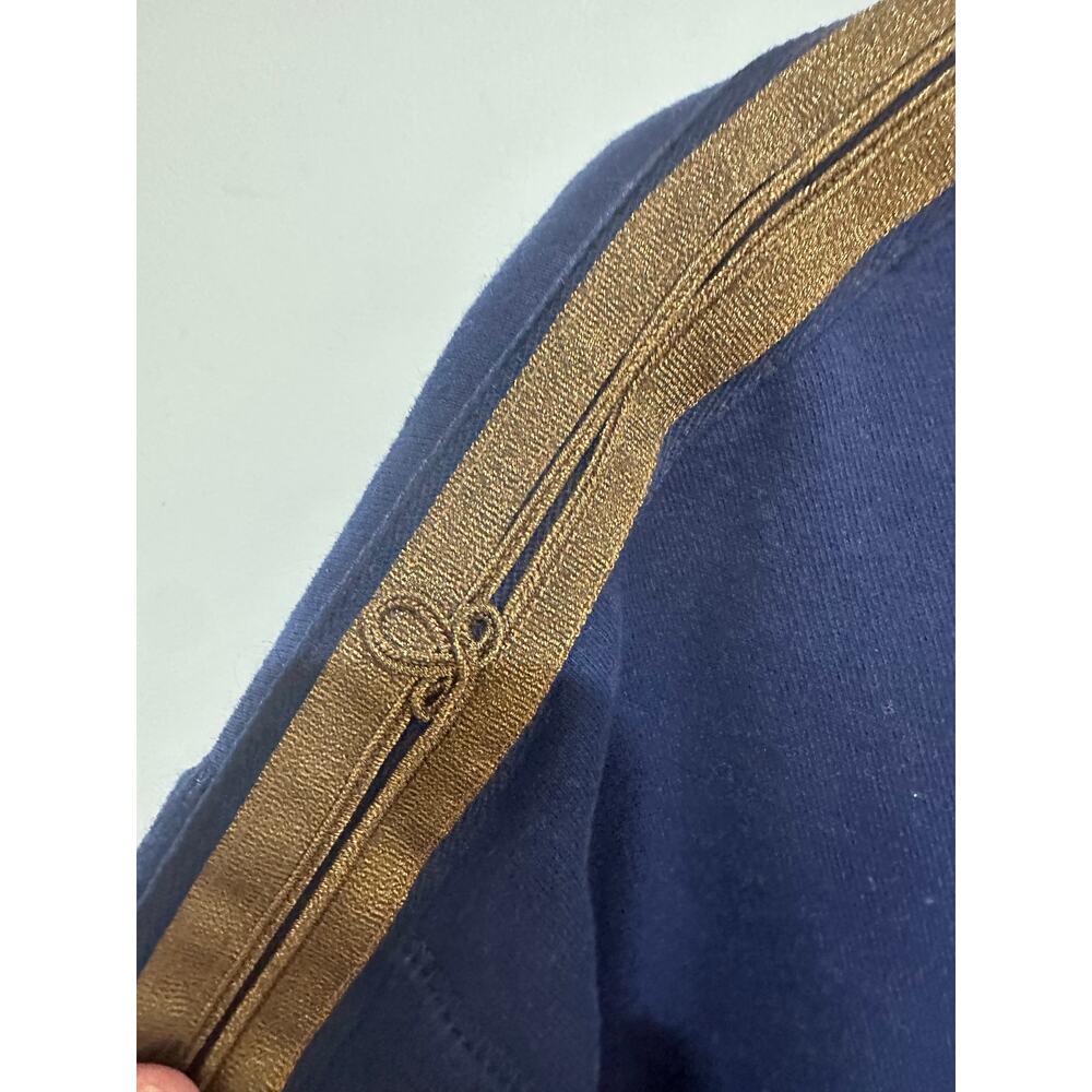 Ralph Lauren Navy Blue Sweater With Bronze Braided Gold Trimned Arms Size XL - Picture 6 of 12